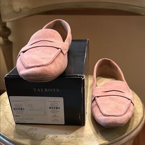 Talbots Khaki Rose Suede Loafers size 9 M